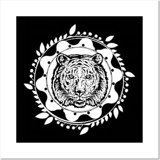 Boho Bengal Tiger Wreath Posters and Art